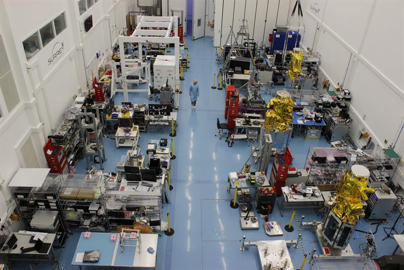 The assembly, integrationa and test hall at SSTL's facility in Guildford